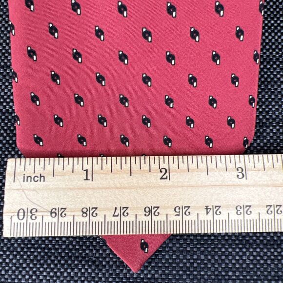 Yves Saint Laurent YSL Red Silk Tie Designer Geometric Luxury Skinny - Picture 5 of 6
